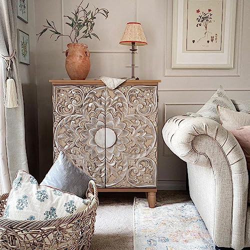 PHI VILLA Accent Cabinet with Doors - Antique Storage Cabinet for Entryway Buffet Sideboard | Amazon (US)