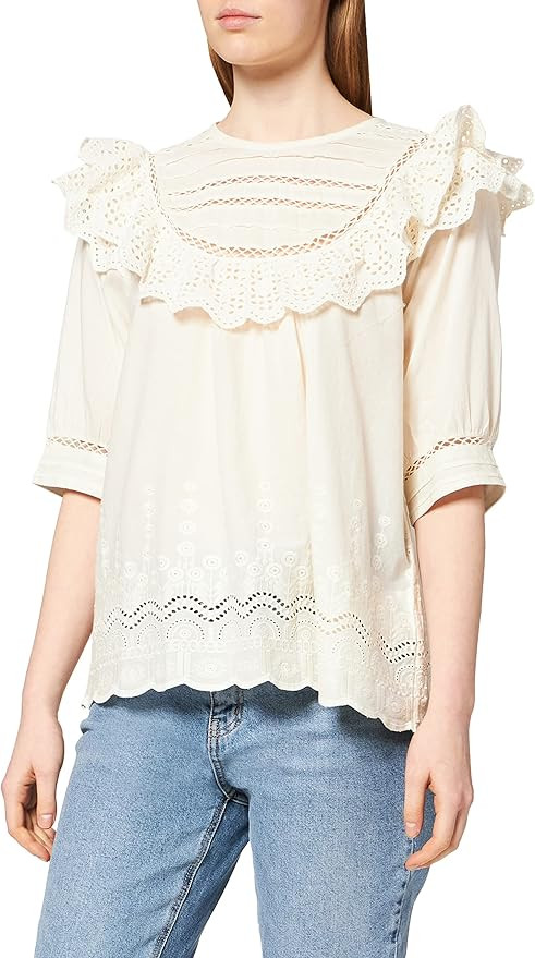 Noa Noa Women's Broderie Anglaise Cotton Blouse | Amazon (UK)