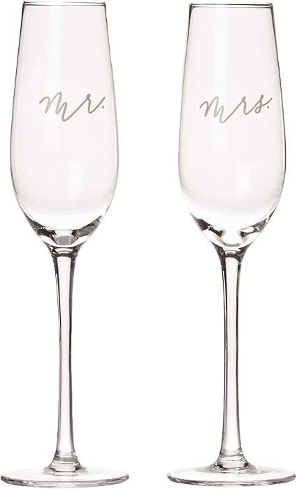 Amazon.com: Pearhead Mr. & Mrs. Champagne Flute Set - Elegant His and Hers Wedding Toasting Glass... | Amazon (US)
