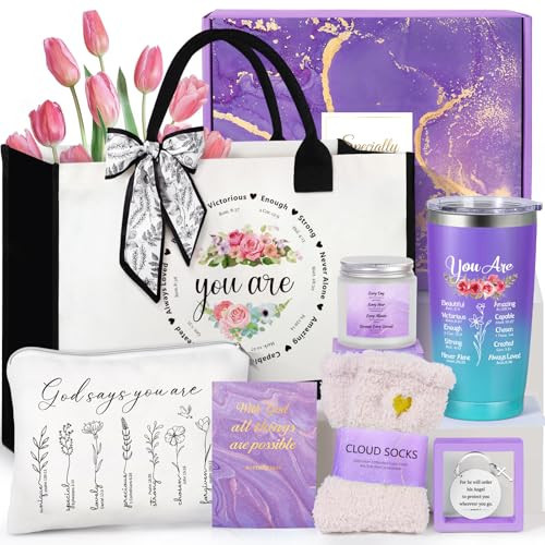 Christian Gifts for Women, Faith Based Gift Religious Gifts for Women Catholic Christmas Gift Birthday Set Inspirational Spiritual Bible Verse Present Ideas with Tote Bag for Mom Grandma Friend | Amazon (US)