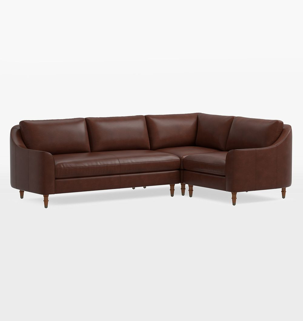 Luisa Leather 3-Piece L-Shape Sectional, Left Arm Sectional - Bench Cushion - Distressed Pure Leather Molasses | Rejuvenation