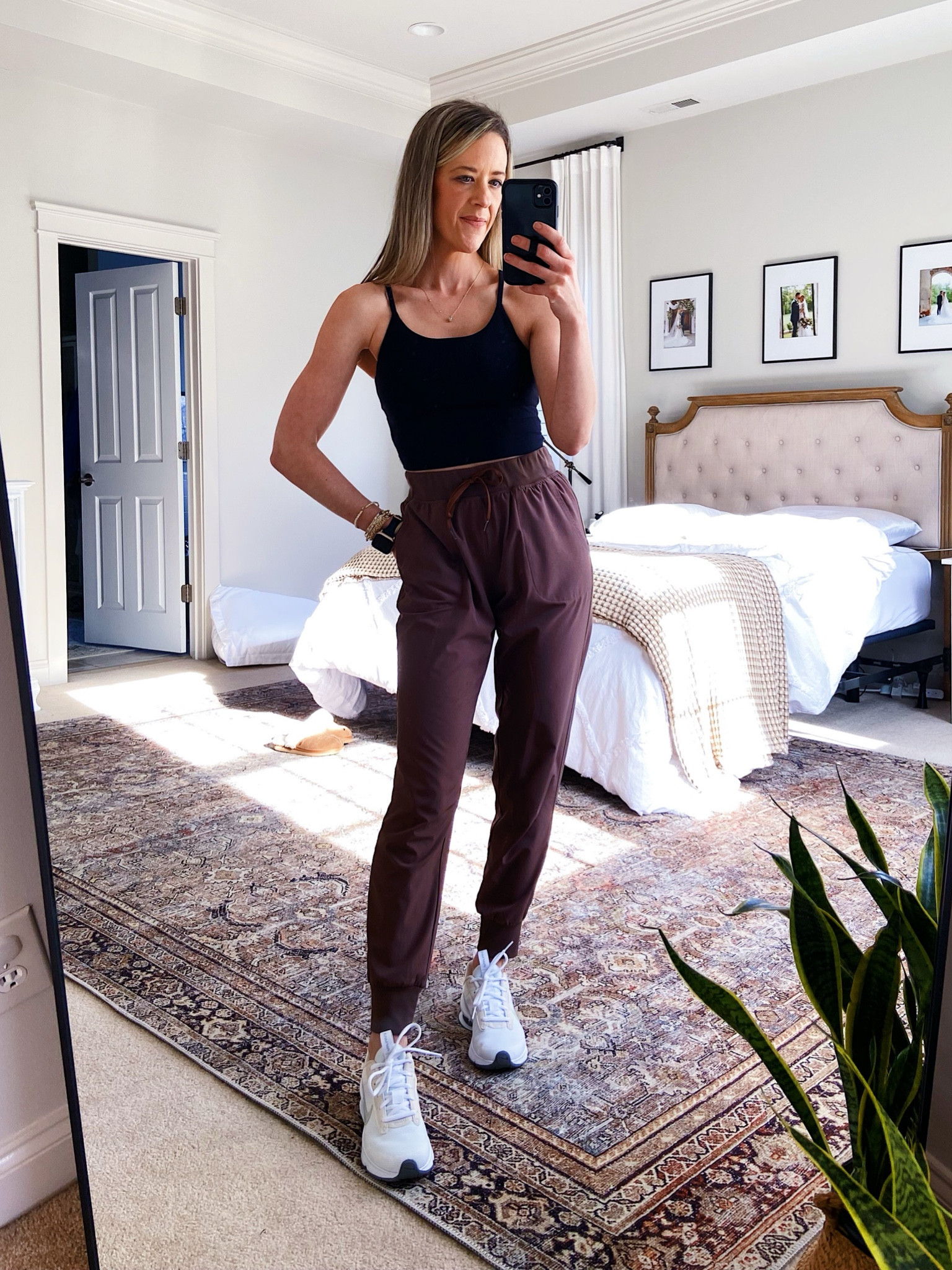 Modest workout outfit from Amazon. Everything is under $50 including there neutral Nikes that I love. 

Longline sports bra: Amazon (S) fits very tight. I recommend sizing up. 
Joggers: Amazon (XS)
Neutral Nikes: Academy Sports (TTS)

Gym Outfit | Modest Workout Wear | Amazon Gym Outfit | Athleisure | Neutral Sneakers | Affordable Gym Wear 

#LTKfitness #LTKfamily #LTKfindsunder50