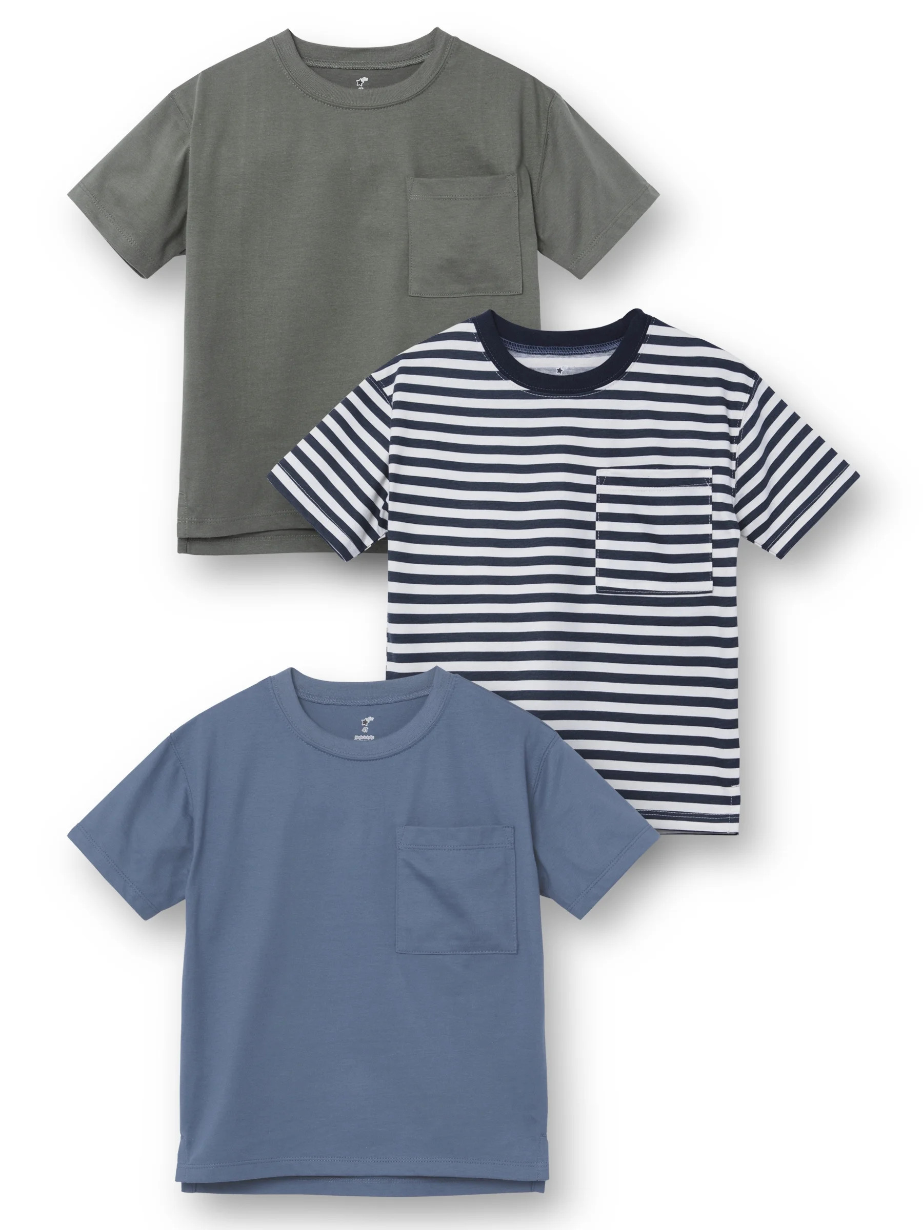 Little Star Organic Boys 3 Pk Short Sleeve Pocket Tees, Sizes 12M-10 | Walmart (US)