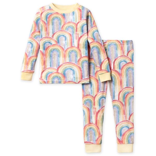 Retro Rainbow Snug Fit Organic Pajamas - 2-Piece 12M | Burts Bees Baby