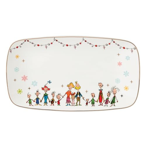 Lenox Serveware, Merry Grinchmas Tray, 13.75 x 7.5-Inch, Food Tray, Microwave Safe & Dishwasher Safe Porcelain, Grinch Winter Serving Tray, Christmas Decor, Christmas Table Centerpieces (1 Piece) | Amazon (US)