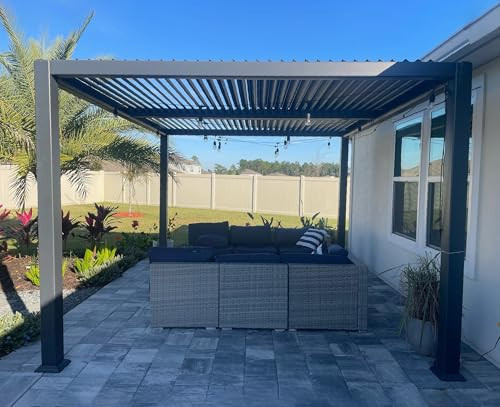 PURPLE LEAF Louvered Pergola 10' x 12' Aluminum Outdoor Pergola with Adjustable Louvers Roof and Integrated Drainage System 70 Mph High Wind Resistant Small Pergolas for Patio Deck Porch Yard | Amazon (US)