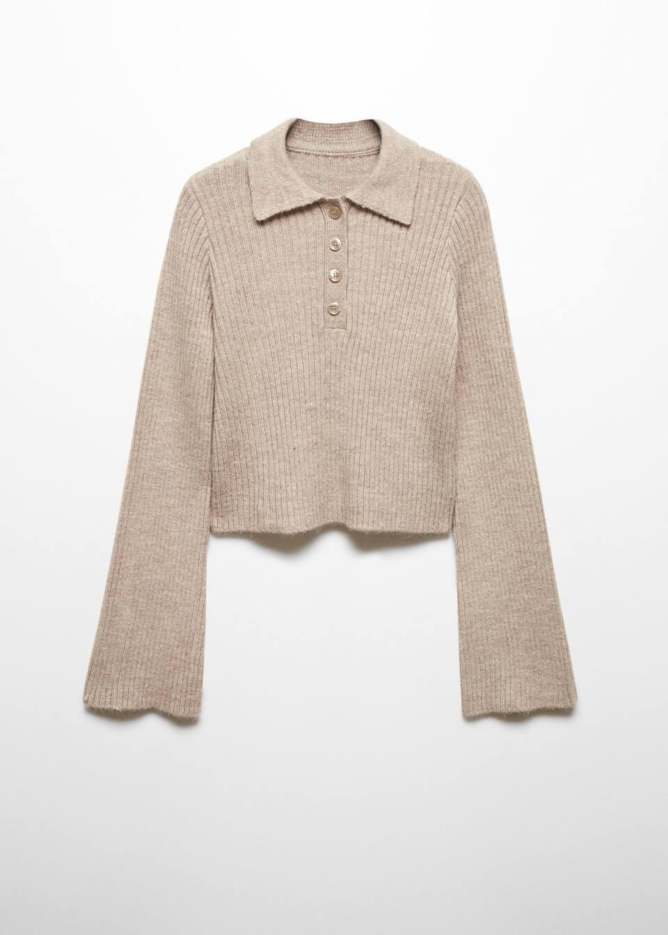 Polo-neck sweater with flared sleeves  -  Women | Mango USA | MANGO (US)