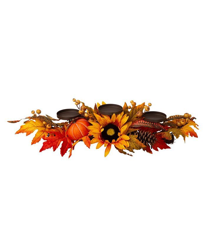 28" Metal Candle Holder and Center Piece with Sunflower Floral | Macys (US)