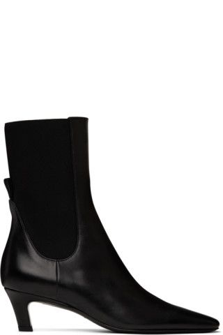 TOTEME - Black 'The Mid Heel' Boots | SSENSE