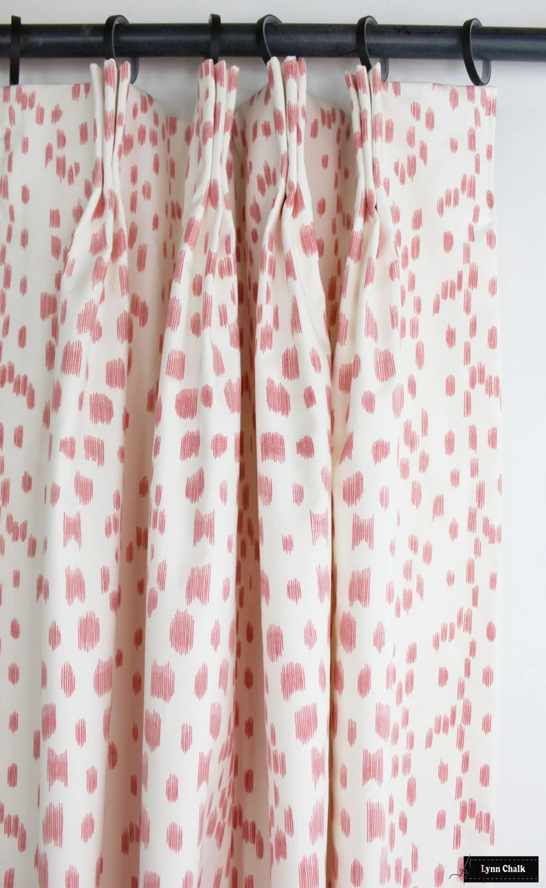 Brunschwig & Fils Les Touches Pleated Drapes in Petal Soft Pink (comes in many Colors) | Etsy (Global)