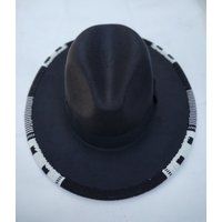 Black Beaded Edge Fedora Hat, Zulu Beaded Hat, Cowboy Hat, Hollywood Stars/Detectives, Beadwork Unis | Etsy (US)