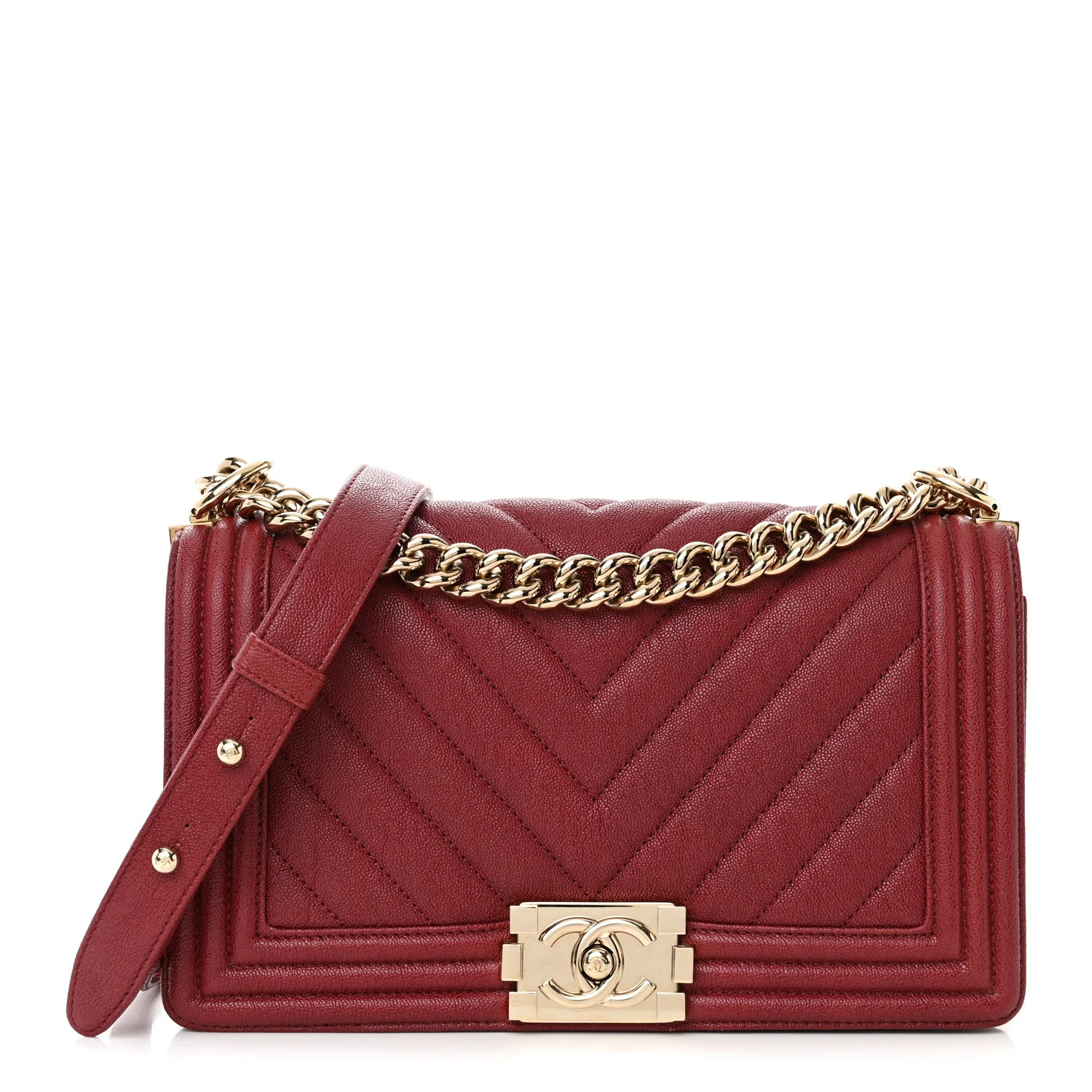 CHANEL Caviar Chevron Quilted Medium Boy Flap Red | FASHIONPHILE | FASHIONPHILE (US)