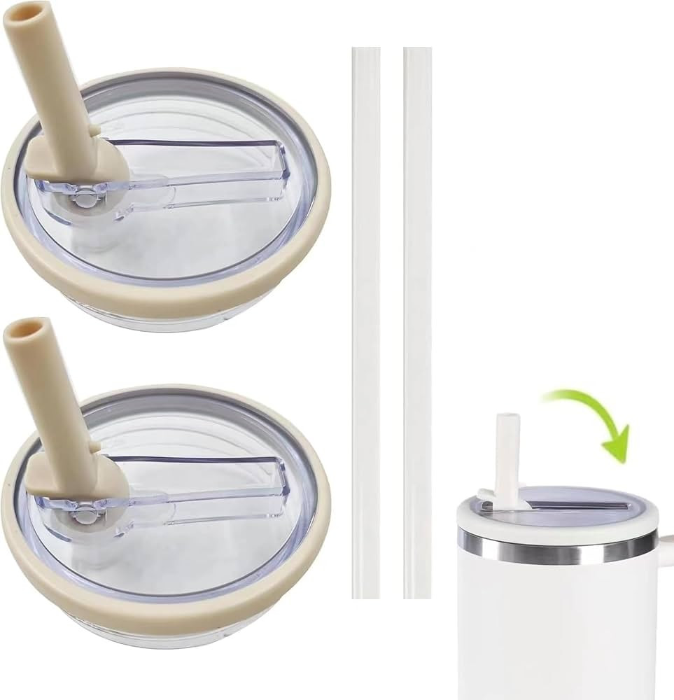 2 Pack 40 oz Tumbler Flip Straw Lid Replacement fit for Stanley Quencher, Reusable Tumbler Cover,... | Amazon (US)