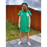 Cotton Hooded Dress Green & Pink Pastel Sweatshirt Dress | Etsy (US)