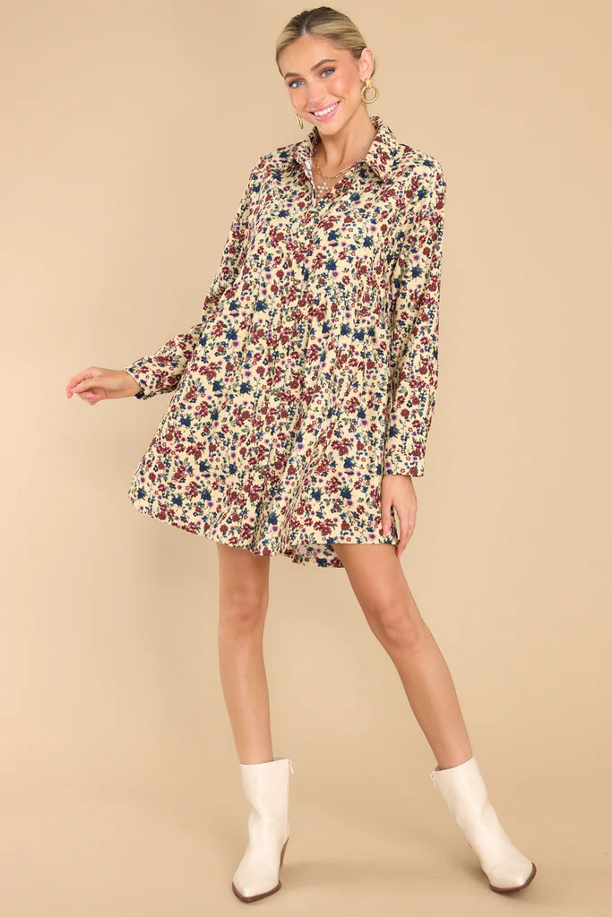 Make It Better Ivory Floral Print Dress | Red Dress 