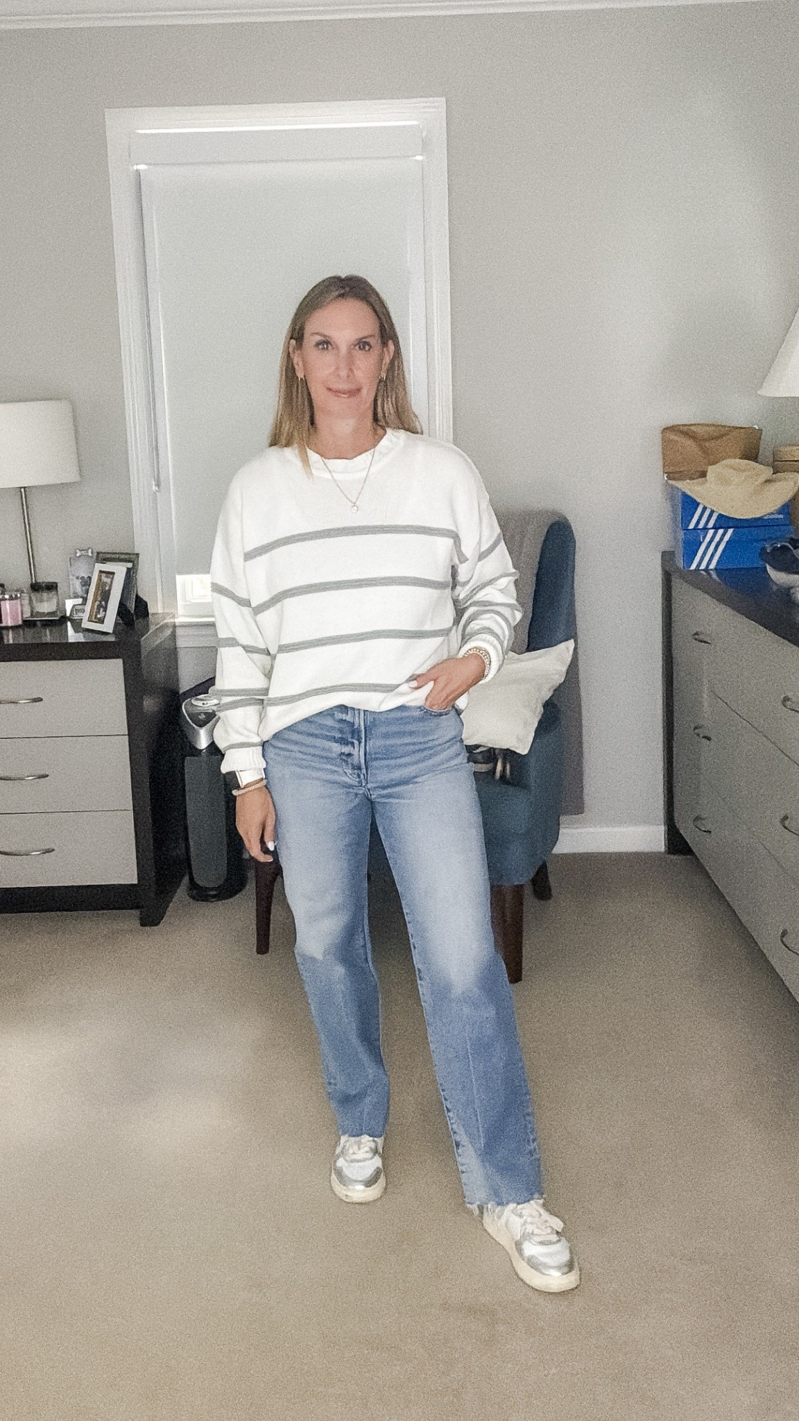 Z supply boyfriend sweater 
Pistola jeans 


#LTKOver40