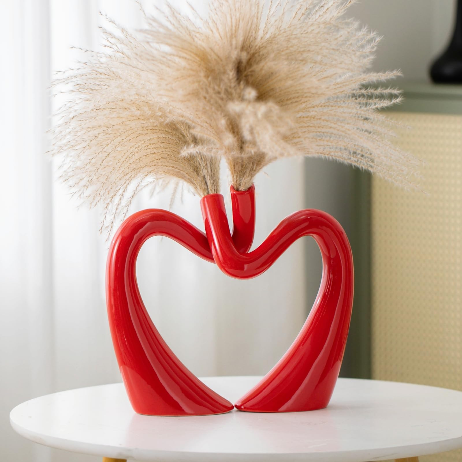 Lvases Red Hollow Ceramic Vases for Home Decor, Love Heart Snuggle Vase Set of 2, Modern Nordic A... | Amazon (US)