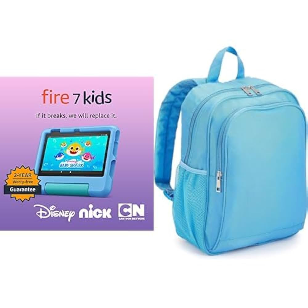 Fire 7 Kids Tablet, 7" (16 GB, Blue) Backpack Bundle | Amazon (US)
