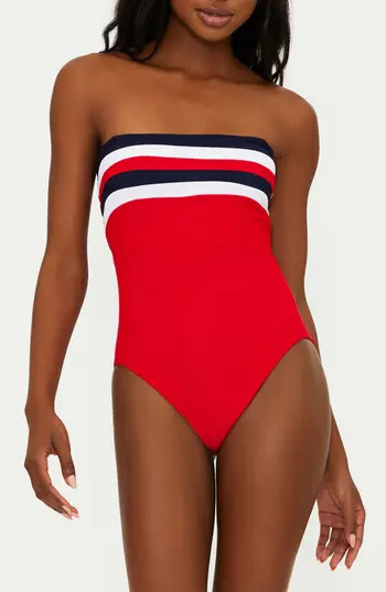 Beach Riot Jessa Stripe Rib One-Piece Swimsuit in American Colorblock at Nordstrom Rack, Size Medium | Nordstrom Rack