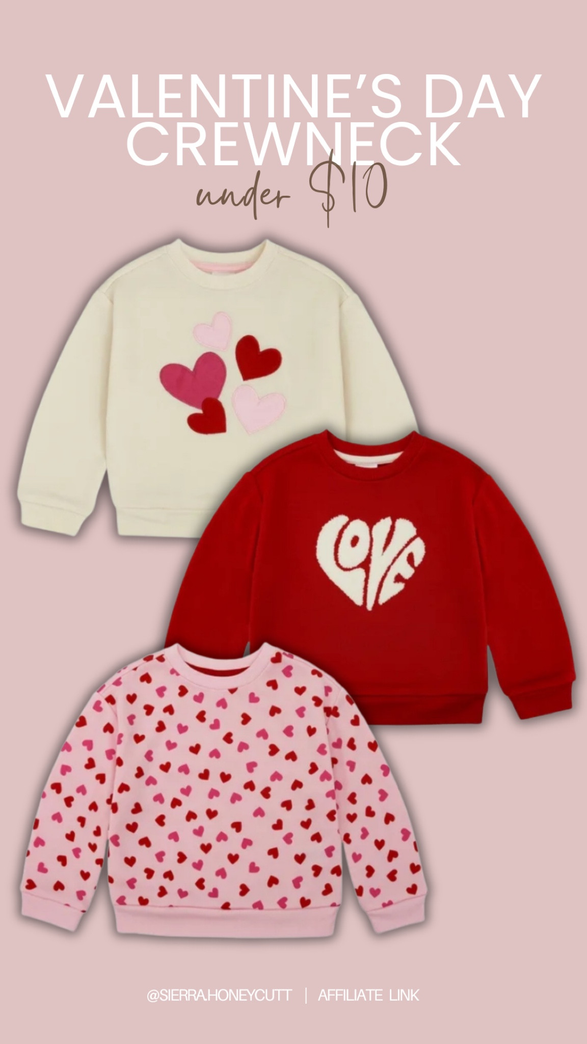 The cutest Valentine’s Day crewnecks at Walmart for under $10!! 💌

Seasonal finds, mom favorites, affordable, unique, trending, hearts, red, pink, white, fun, February 

#LTKKids #LTKFamily #LTKSeasonal
