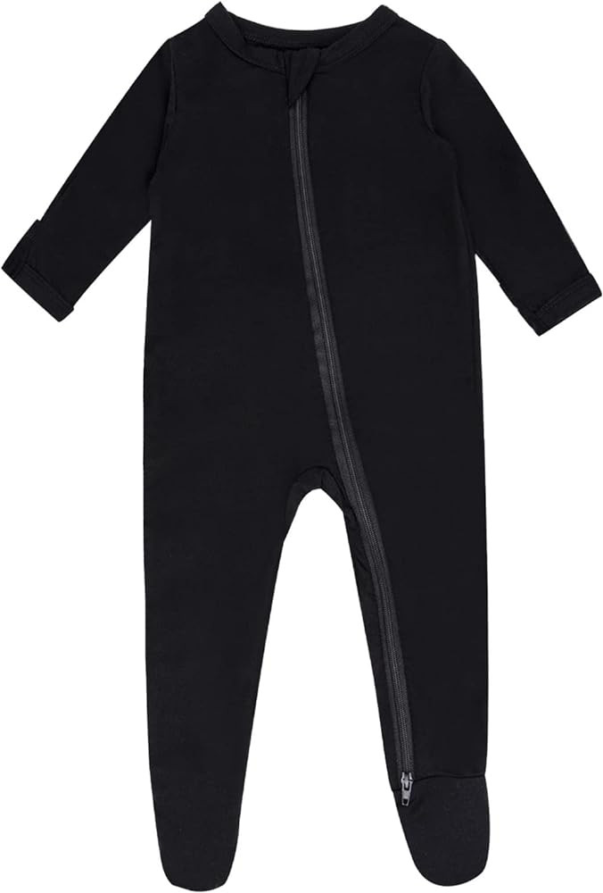 Bamboo Baby Footed Pajamas with Mitten Cuffs , Soft Bamboo Long Sleeve Romper 0-12 Months | Amazon (US)