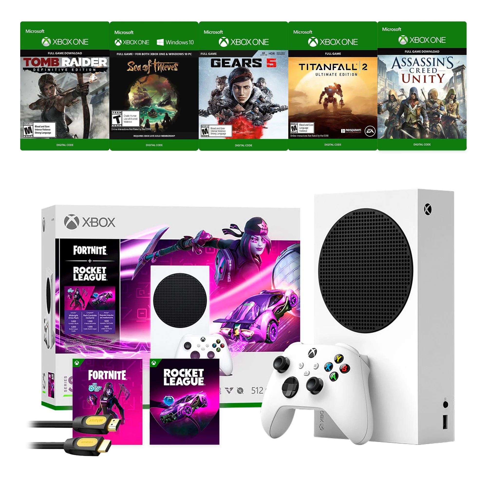 Microsoft Xbox Series S Fortnite and Rocket League Midnight Drive Pack Bundle with Additional 5 G... | Walmart (US)