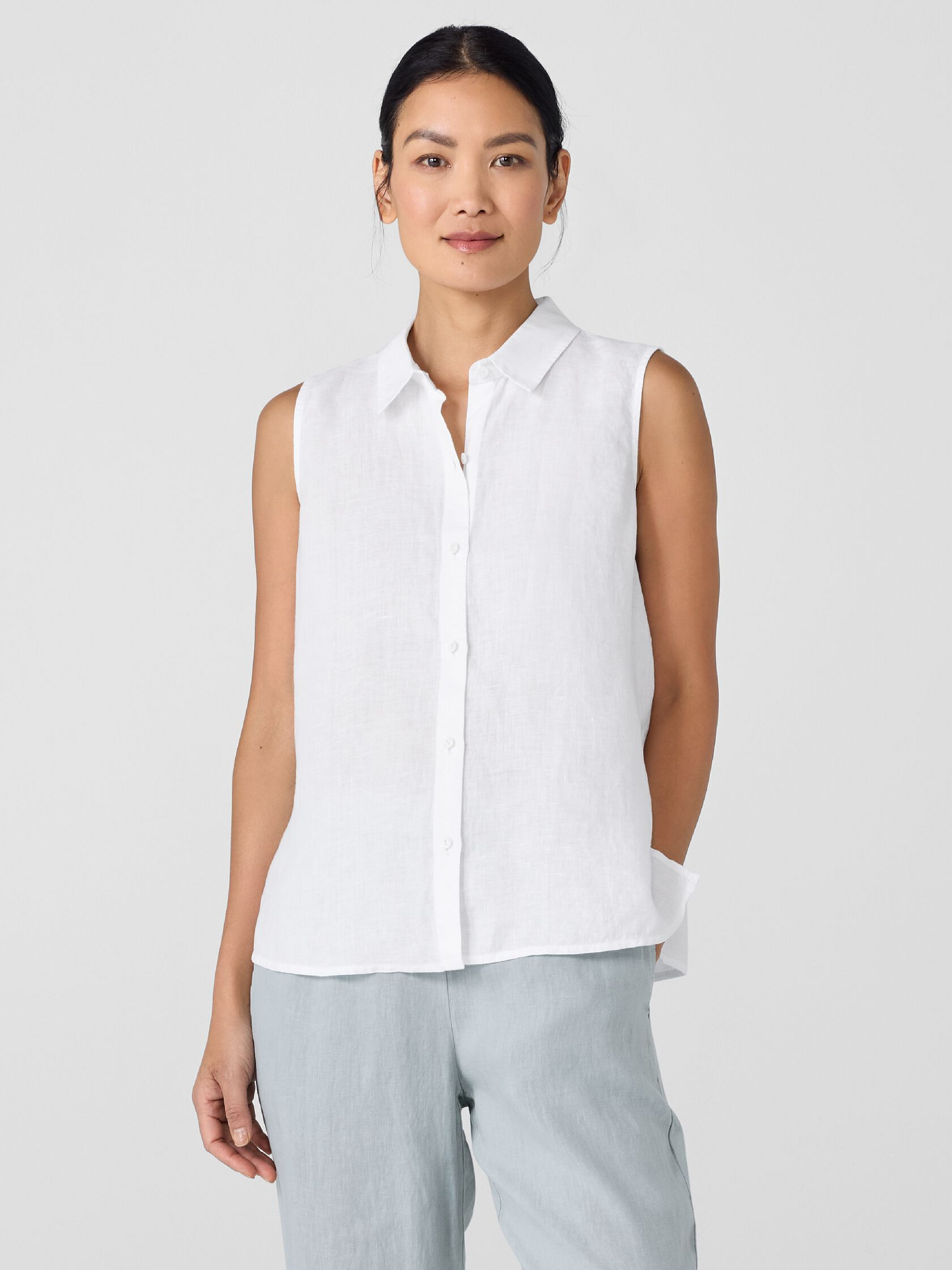 Organic Handkerchief Linen Sleeveless Shirt | Eileen Fisher