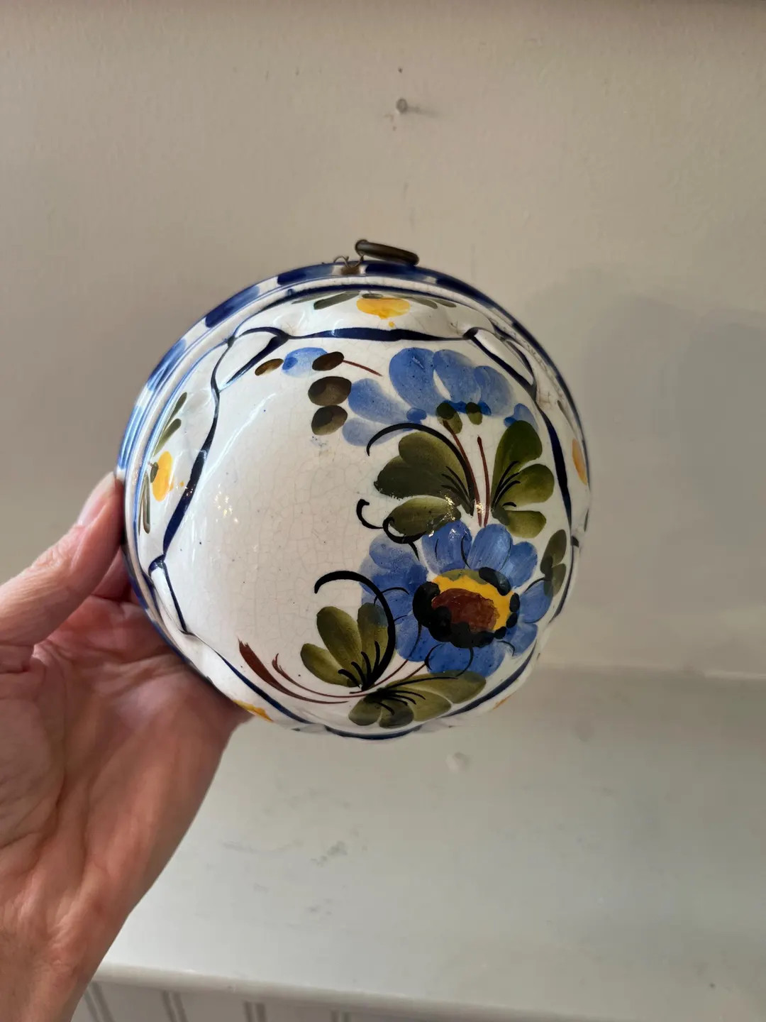 Vintage Italian Ceramic Mold, Bassano Italy, Wall Decor, Cake Mold, Blue, Yellow and White, 5.5 i... | Etsy (US)