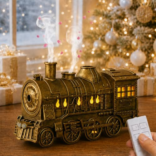 Vintage Steam Train Aromatherapy Essential Oil Diffuser Humidifier,300ml Train Diffuser,2 Color LED Dual Mist Modes Christmas Train Humidifier,Aromatherapy Humidifier with Remote Control,Auto Shut-Off | Amazon (US)