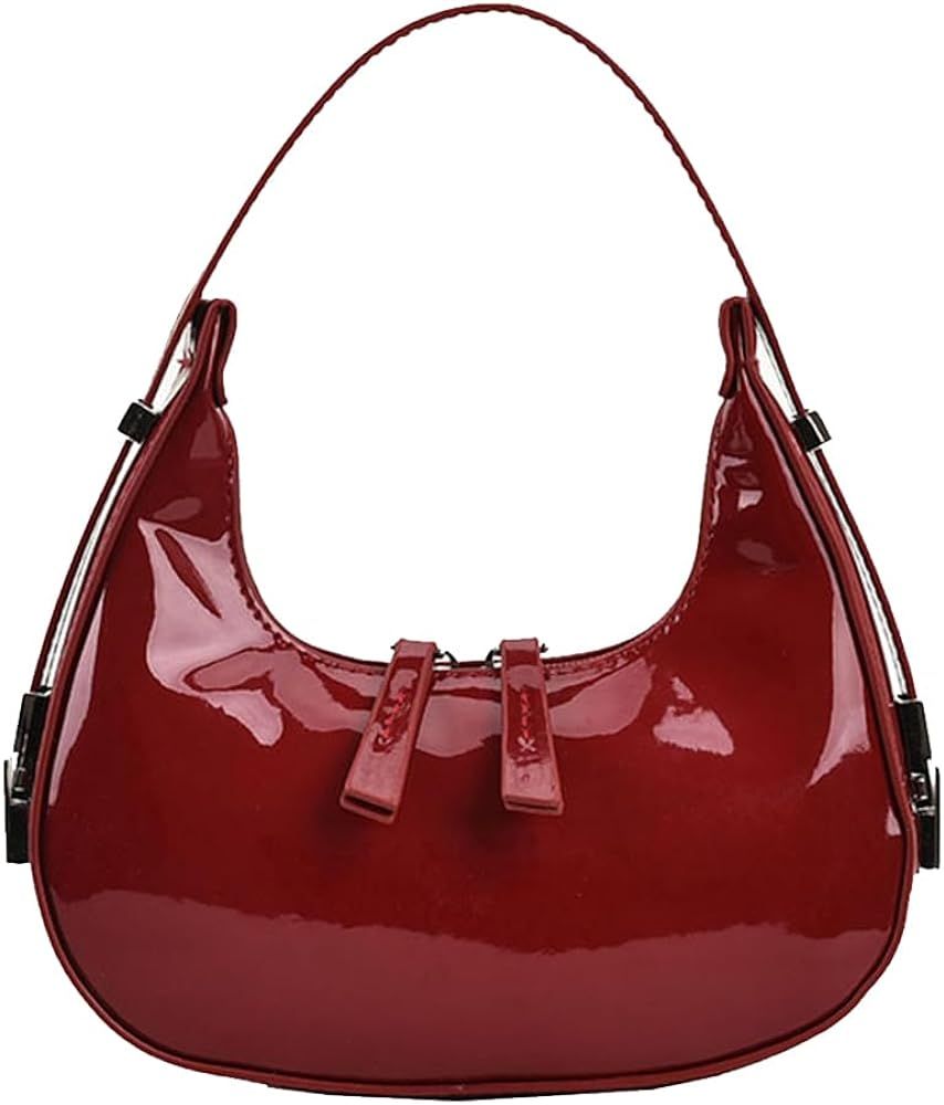 Women's Crescent Shoulder Bags Trendy Y2k Hobo Handbags Small PU Leather Top Handle Underarm Clut... | Amazon (US)