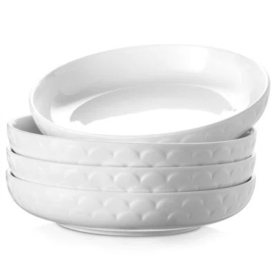Pasta Bowls, 54 Oz Large Salad Serving Bowls, 10'' Plates Bowls Set Of 4, White Ceramic Soup Bowls For Kitchen Meal Prep, Shallow Dishes Dinner Bowl M | Wayfair North America