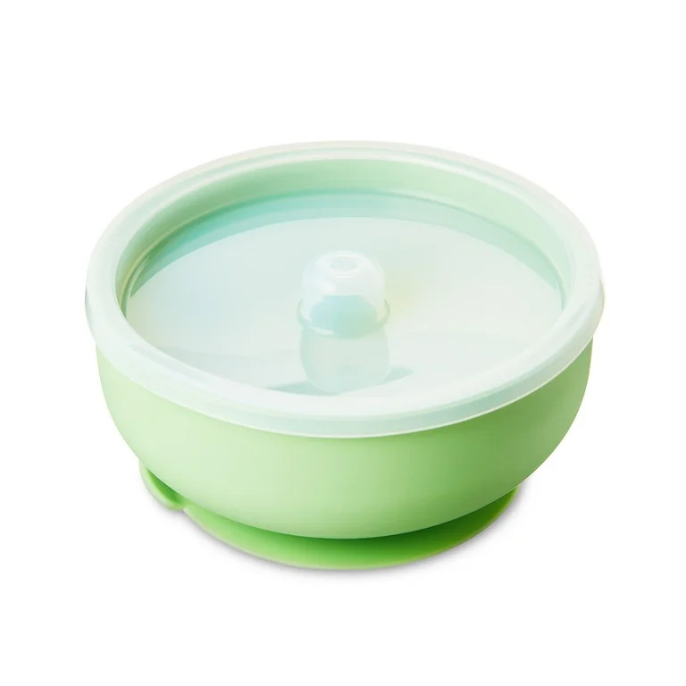 Parent's Choice 5" Round Silicone Bowl with Lid and Suction Cup Sage Green | Walmart (US)