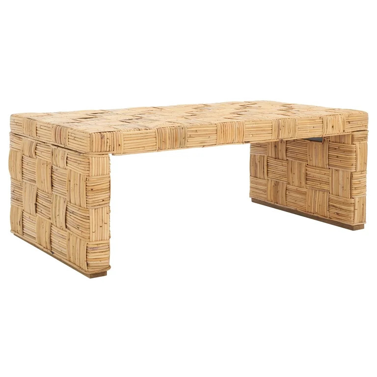 SAFAVIEH Adkin Coastal Checkered Rattan Coffee Table, Honey Natural/Kubu | Walmart (US)