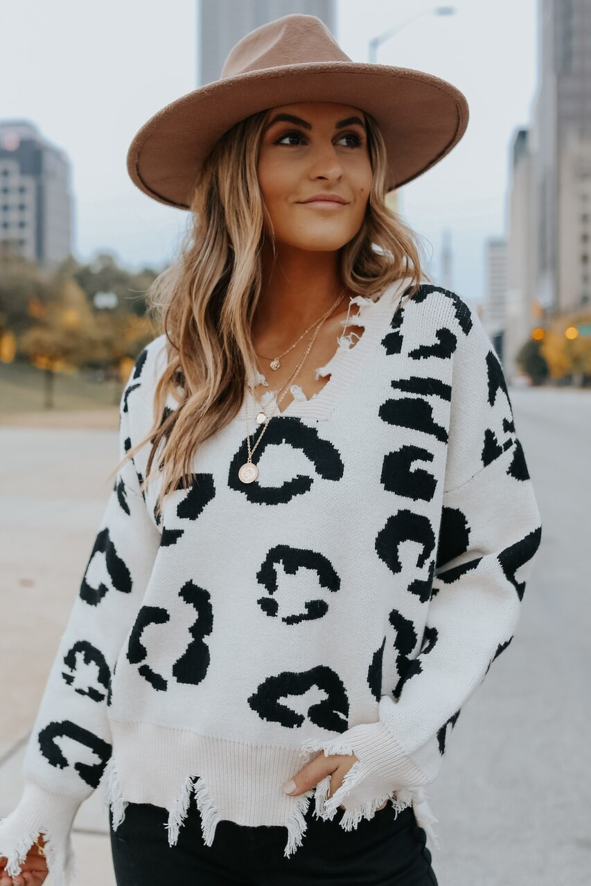 Wild Obsession Frayed Leopard Sweater - PRE-ORDER (SHIPS 11/25) | Magnolia Boutique