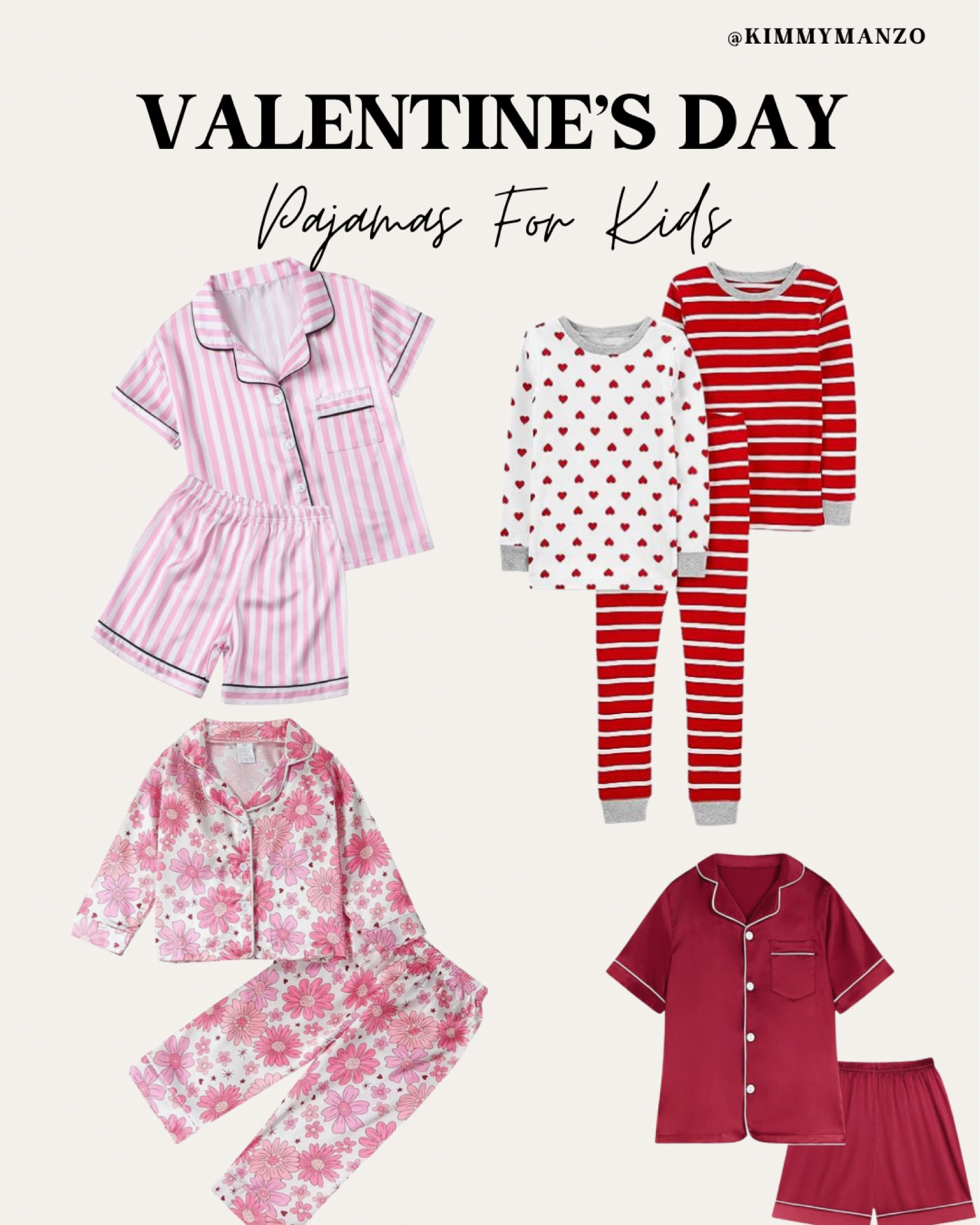 Valentine’s Day pajamas for kids

Loungewear 
Sleepwear 
Pink
Flowers
Hearts 

#LTKfindsunder50 #LTKkids #LTKSeasonal