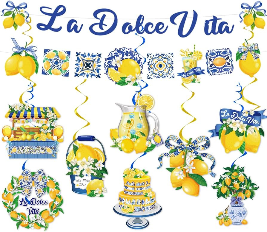 EUOYUFO 10pcs La Dolce Vita Party Decorations Include Lemon Citrus La Dolce Vita Banners Hanging ... | Amazon (US)