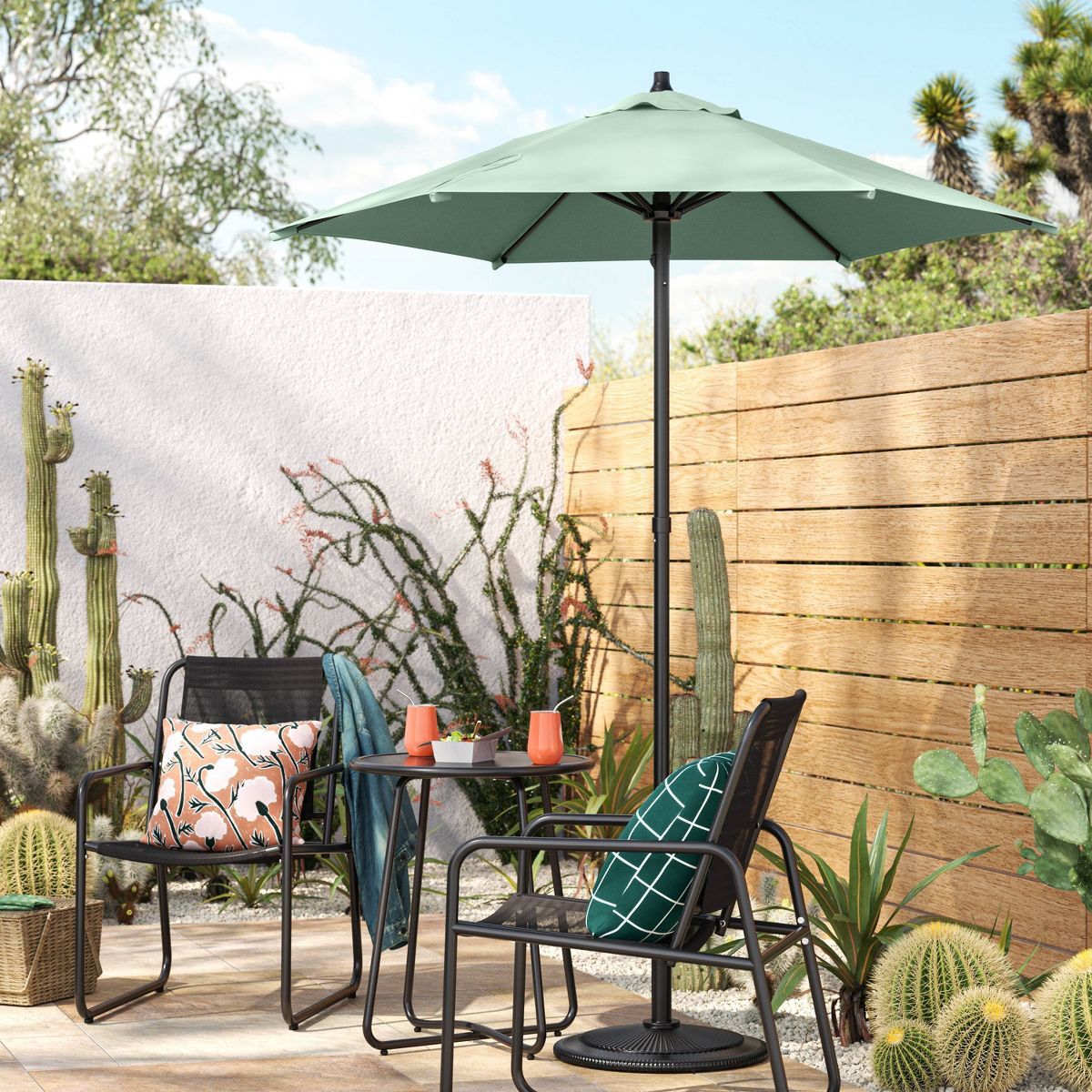 6' Round Outdoor Patio Market Umbrella with Black Pole - Room Essentials™ | Target