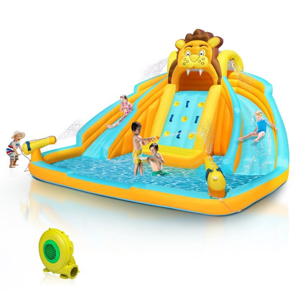 JOYMOR Inflatable Water Park Double Slide, Lion Themed Long Kids Water Slide Bounce House Blow up... | Walmart (US)