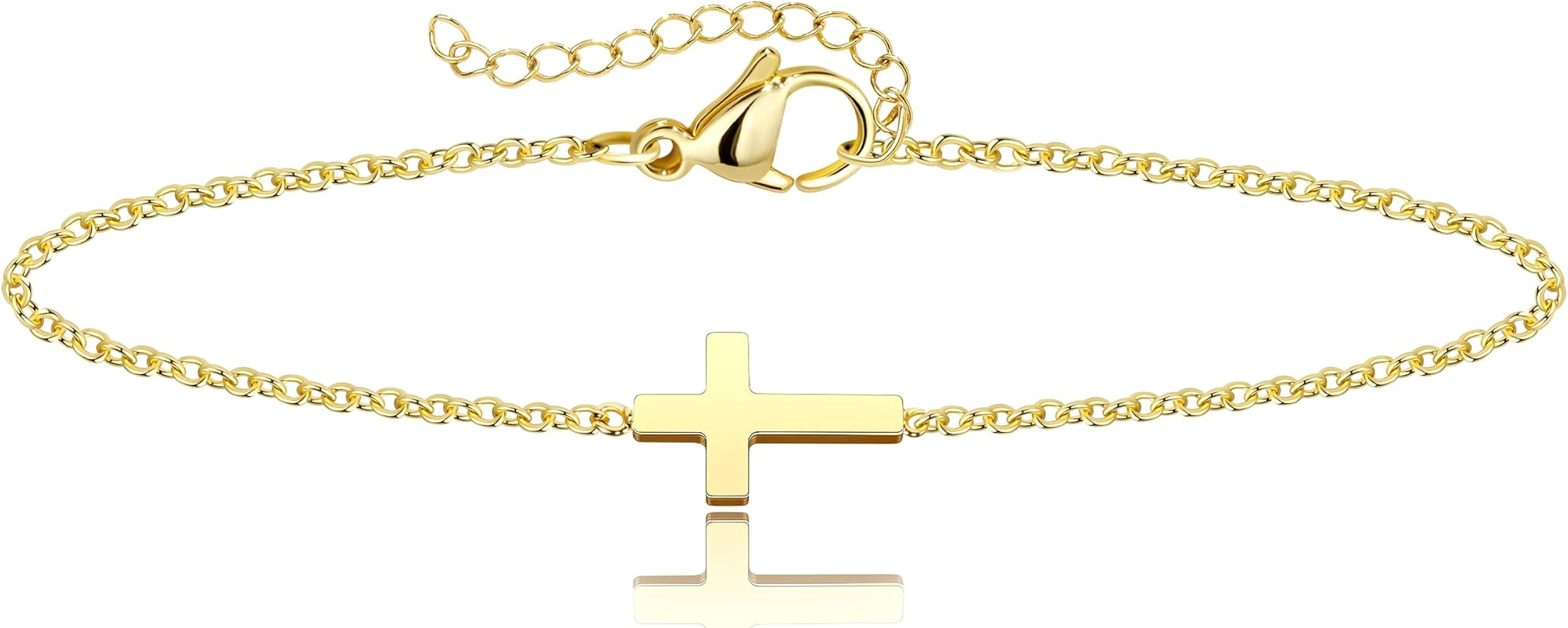 Gold Jesus Cross Bracelets for Women Trendy, 14K Dainty Gold Plated Religious Bracelets for Women... | Amazon (US)