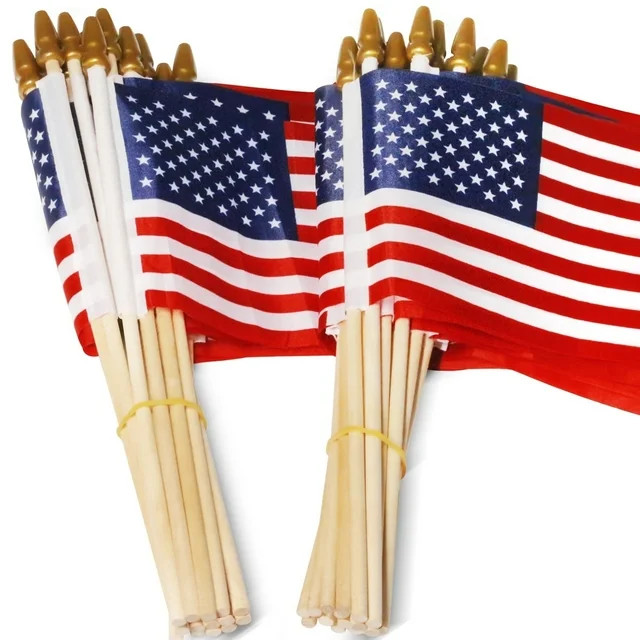 Anley LOT OF 50 - USA 4x6 in Wooden Stick Flag - July 4th Decoration, Veteran Party, Grave Marker... | Walmart (US)
