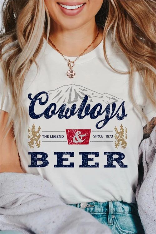 Cowboys & Beer Tee | Vogue Society Boutique