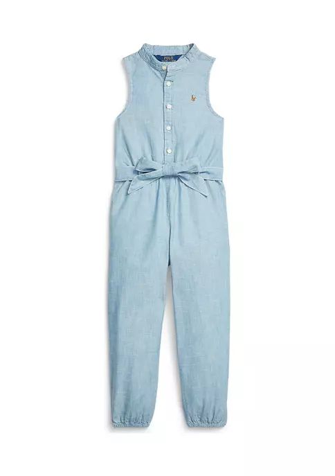 Girls 4-6x Cotton Chambray Jumpsuit | Belk