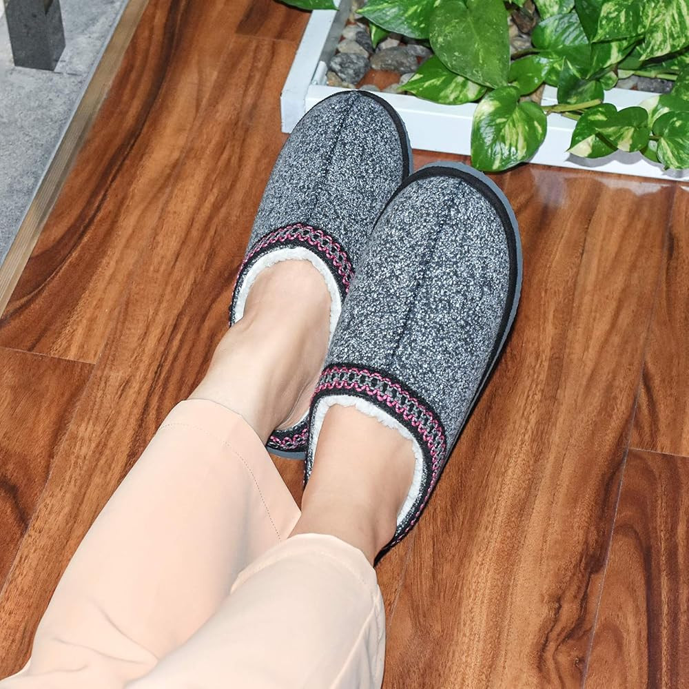 Homitem Women's Slippers Slip on Memory Foam House Warm Fuzzy Plush Fleece Lining Bedroom Wool-Like  | Amazon (US)
