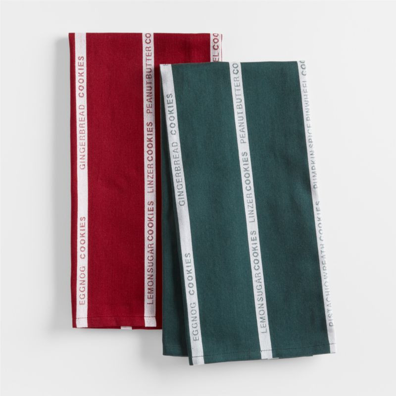 Holiday Desserts Organic Cotton Dish Towels, Set of 2 | Crate & Barrel | Crate & Barrel