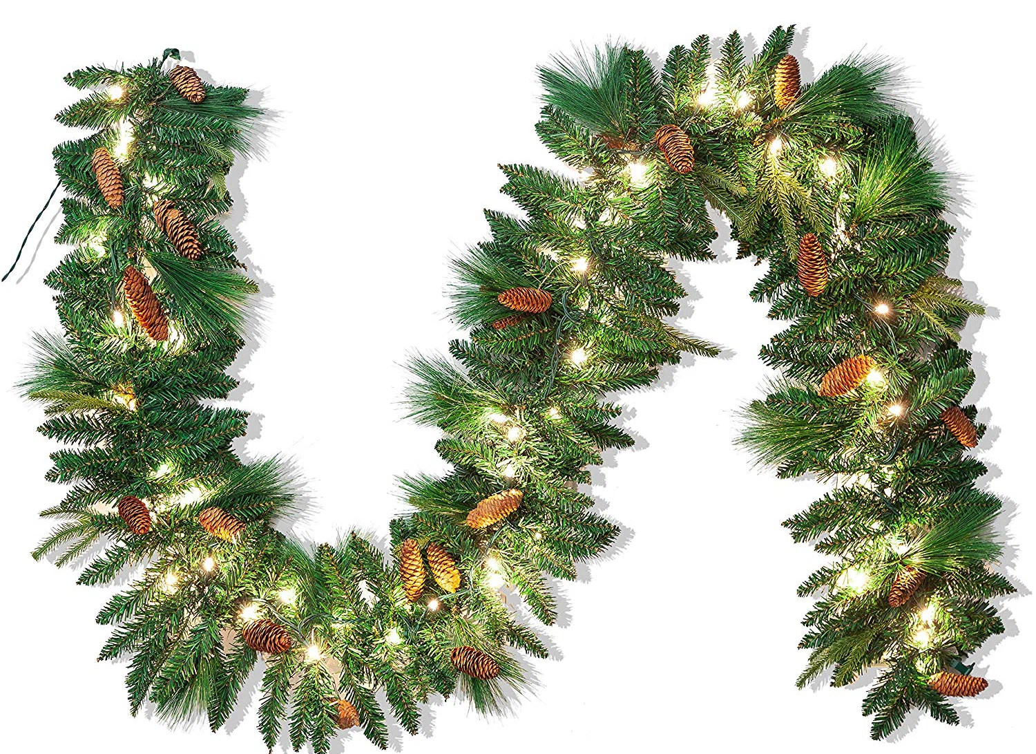 9ft Artificial Christmas Garland Prelit with LED Lights, 27 Pine Cones, 27 Red Berries | Wayfair North America