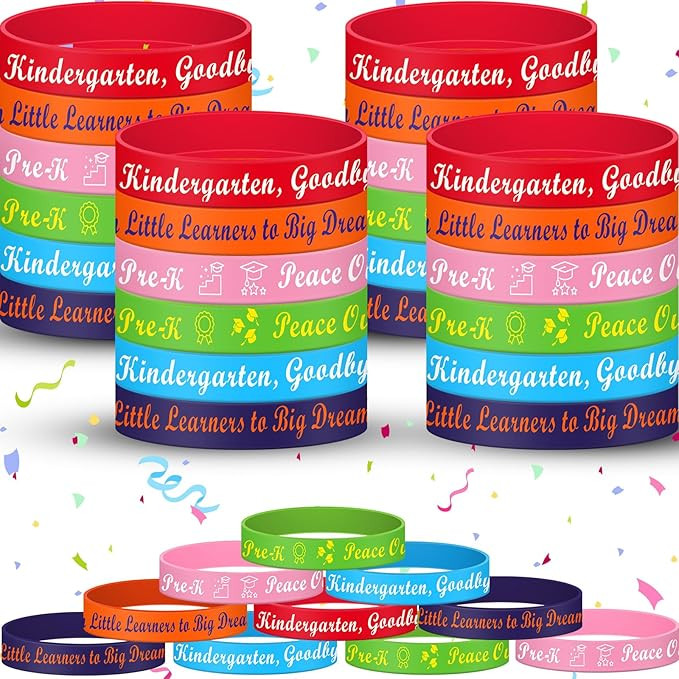 48 Pcs Pre K Graduation Decorations Pre Kindergarten Graduation Wristbands Silicone Bracelets Gra... | Amazon (US)