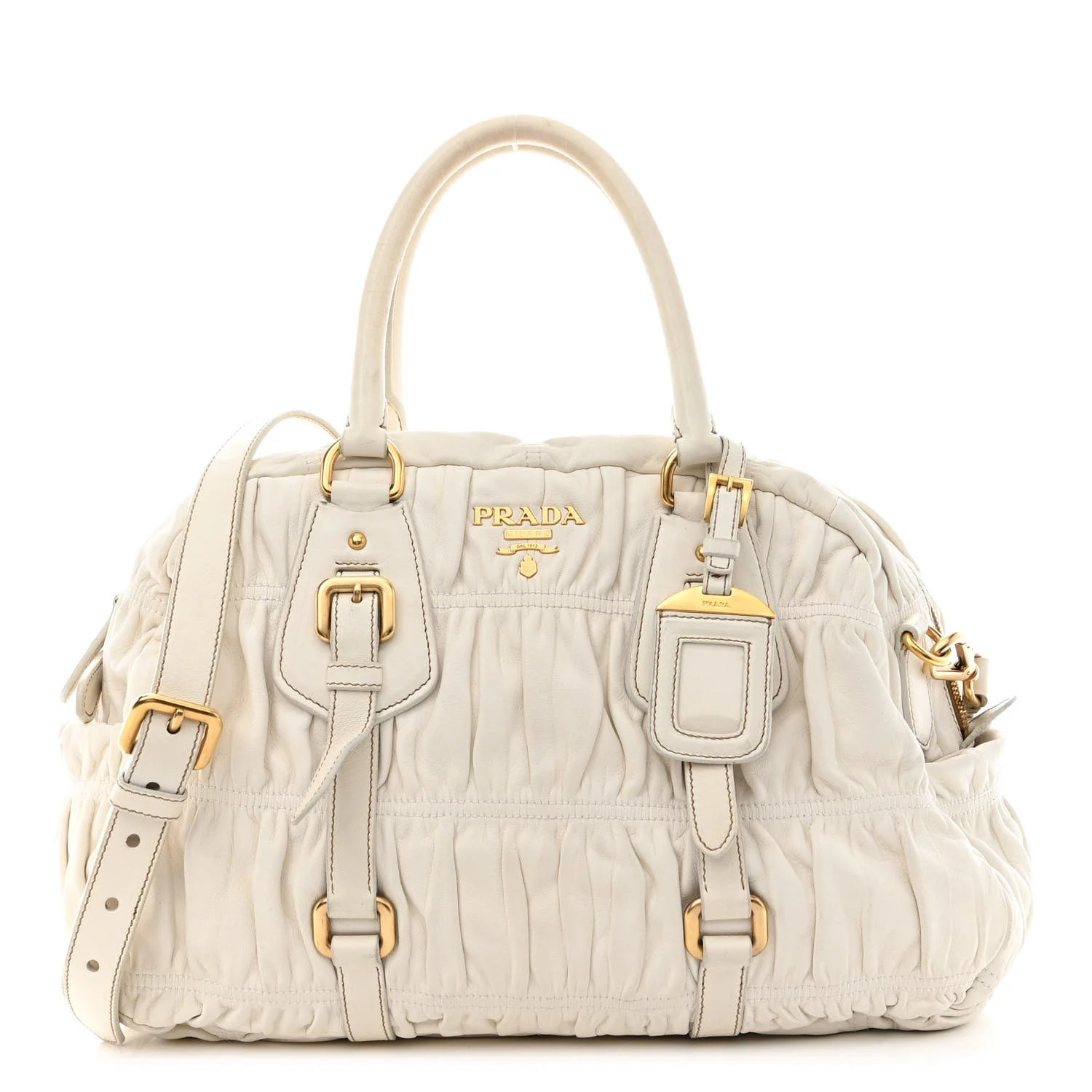 Nappa Gaufre Shopping Satchel White | FASHIONPHILE (US)