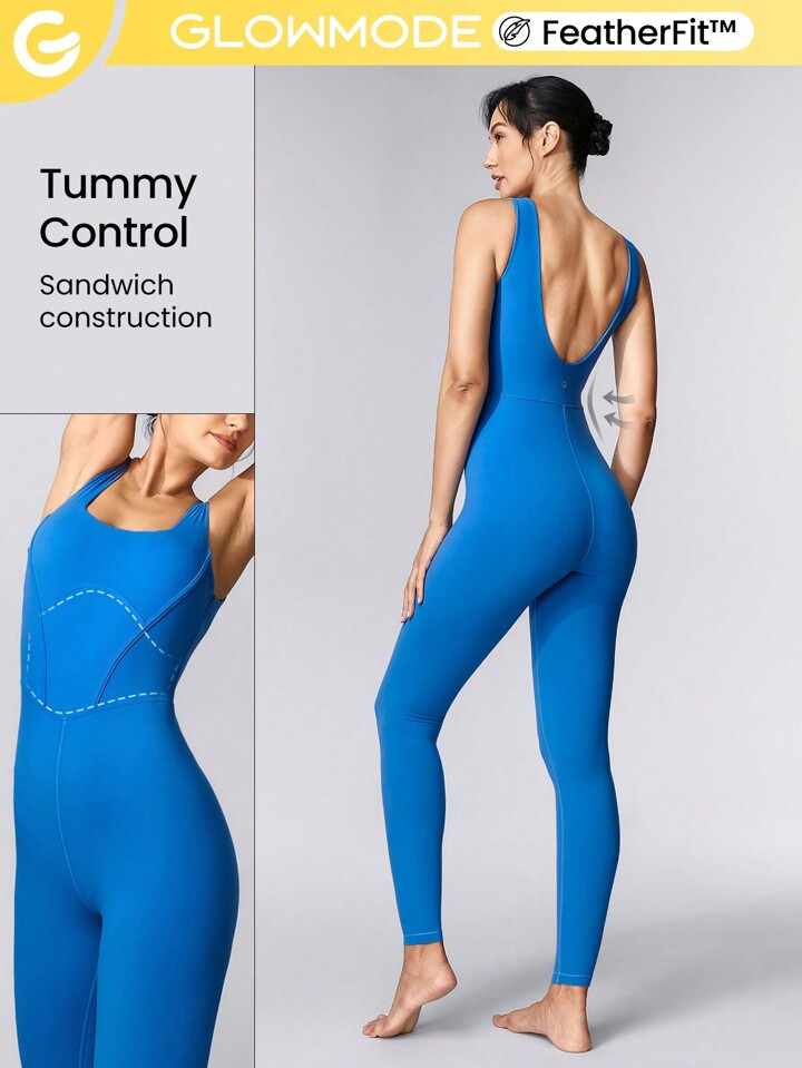 GLOWMODE 25" FeatherFit™ Tummy Control Gym Bodysuit | SHEIN