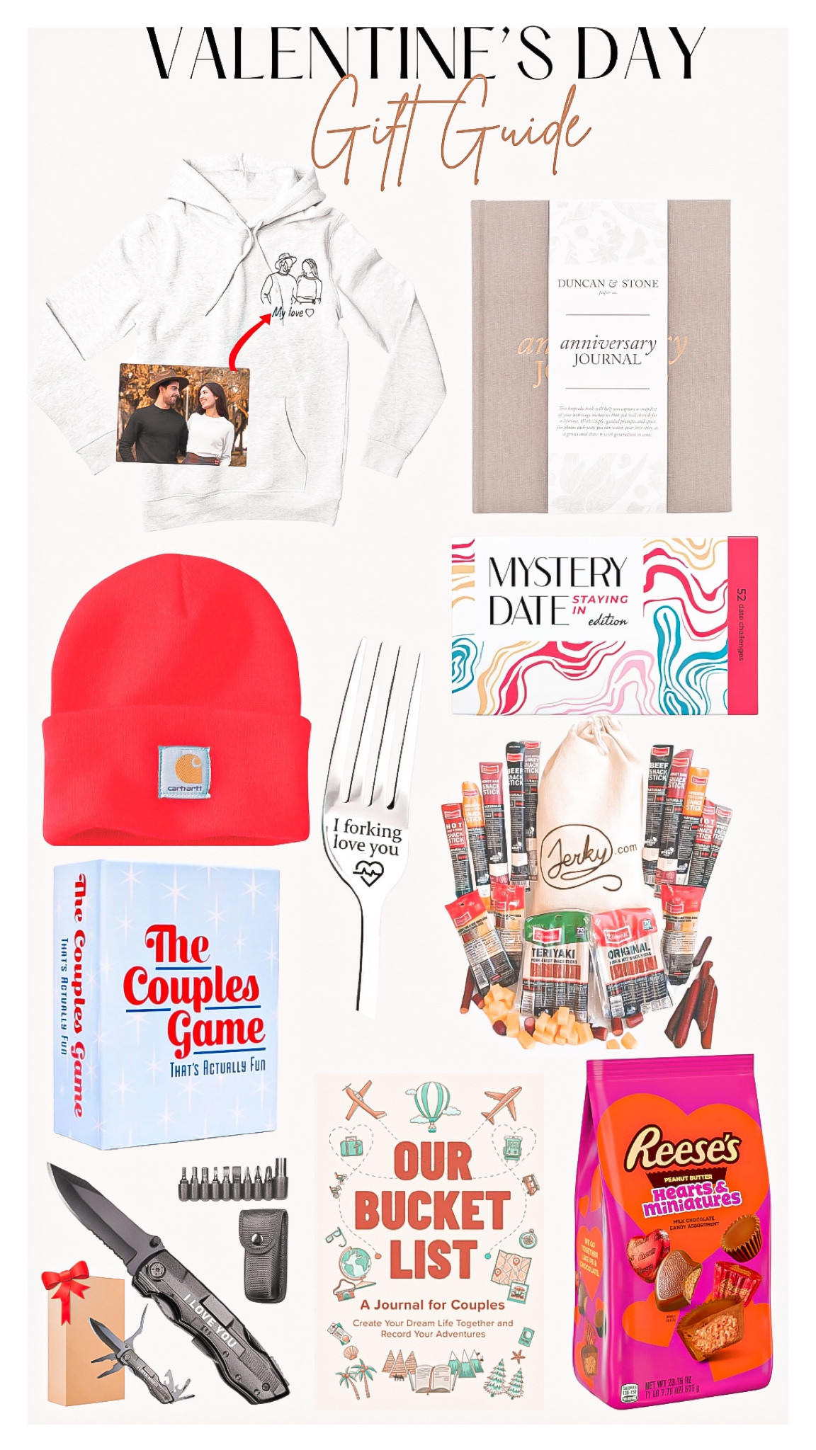 Gift Guide - Valentines Day 💝

Men’s gift guide, gift guide, Valentine’s Day, men’s fashion, men’s gifts, men’s fashion, personalized gifts, personalized sweatshirts, anniversary gift, anniversary journal, carhartt hat, winter beanie, date night games, beef jerky, couples game, travel journal , chocolates, Amazon finds 

#LTKmens #LTKfindsunder50 #LTKGiftGuide