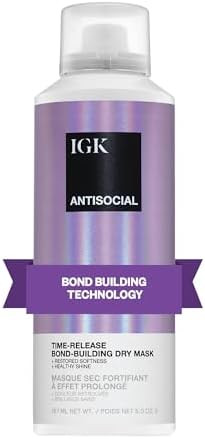 IGK Antisocial Bond-Building Dry Hair Mask, overnight dry hair mask for damaged hair, revive heal... | Amazon (US)